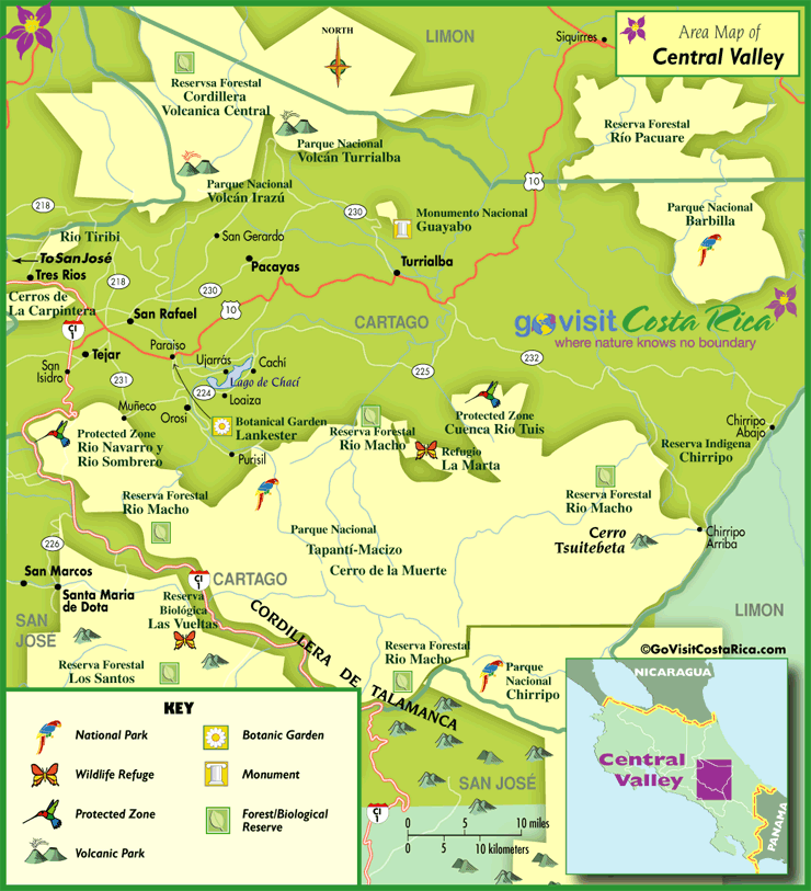 Mapa del Valle Central