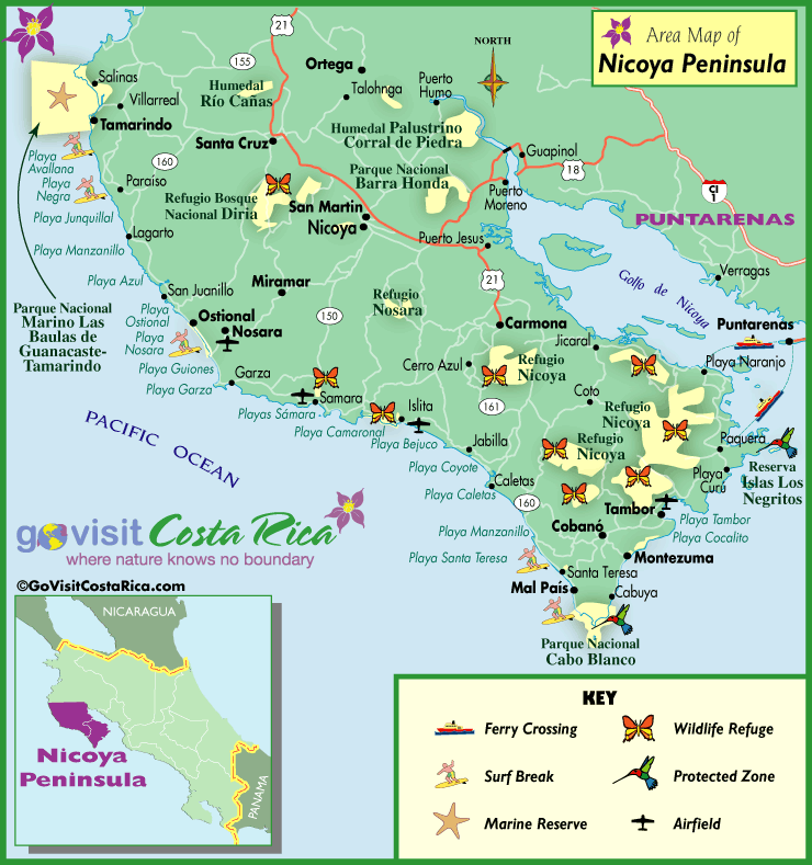 Mapa de la Península de Nicoya 